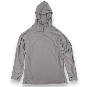 NRS Silkweight Hooded Shirt Mens Small Gray UPF 50+ Sun Hoodie Fishing Top